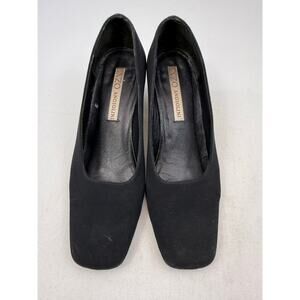 Vintage Enzo Angiolini Black Square Toe 2” Block Heel Pumps Womens Size 7